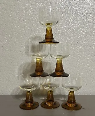 Vintage German Roemer Beehive Amber Wine Goblets Set Of 6 • $48
