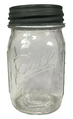 Vintage 1 Pint Ball Mason Jar C6 Zinc Lid Milk Glass Lining Canning Preserves • $19.97