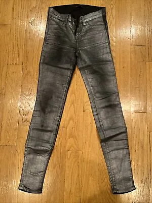 J Brand Skinny Silver Coated Jeans S 26 Metallic Stretch Demeulemeester Margiela • $10
