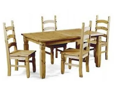 £239.99 • Buy Corona Dining Table And 4 Chairs 5'0  Mexican Pine Set By Mercers Furniture® 