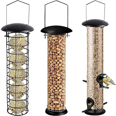 Large Metal Style Hanging Bird Feeder Seed Nut And Fat Ball Suet (Set Of 3) • £12.85