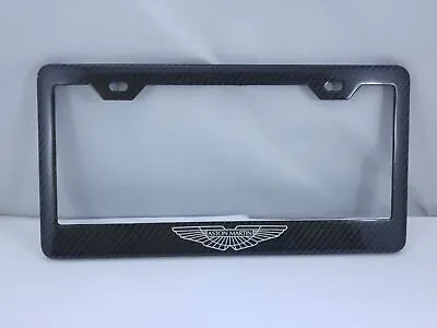 Aston Martin Silver Logo Carbon Fiber License Plate Frame 2x2 Gloss • $39.95