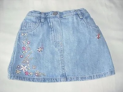 Mothercare Baby Girls Denim Skirt Nappy Cover Inside 6-9 Months Stretch Waist • £2.49