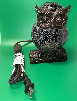 VTG Tiffany Style Mosaic Stained Glass Owl Table Lamp Night Light  6.5  EUC • $49.99