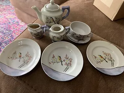 Vintage Miniature Birds & Floral Tea Set  Made In Japan  Dishes Cup Teapot Su/Cr • $19