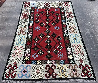 6'8 X 9'10 Ft Afghan Handwoven Chobi Kilim Modern Multi Color Area Rug L633 • $469