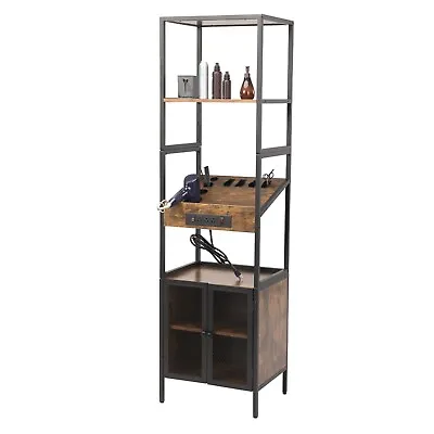 Vintage Salon Station Barber Beauty  Shop Cabinet Storage Shelf W/ Tools Holders • $149.69