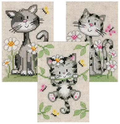 £25.49 • Buy 1x Counted Cross Stitch Kit Cats & Flowers Set Of 3 Sewing Craft Tool