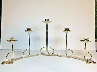 Brass Alloy Candelabra 5 Candle Jointed Folding Ruffled Candle Holder • $30