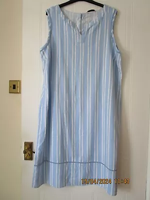 Ladies Size 20 George Blue Striped Linen Mix Dress • £2.49