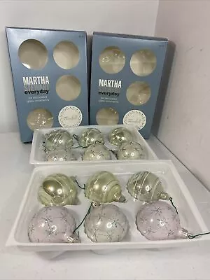 Martha Stewart Everyday 12 Glass Globe Christmas Ornaments  First Snowfall  • $19.99