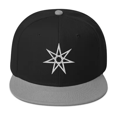 White Elven Star Witchcraft Symbol Embroidered Flat Bill Cap Snapback Hat • $34.95