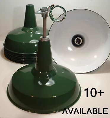 1-20  BENJAMIN 1945 Porcelain Pendant Industrial Green Vtg Warehouse Light A's • $449