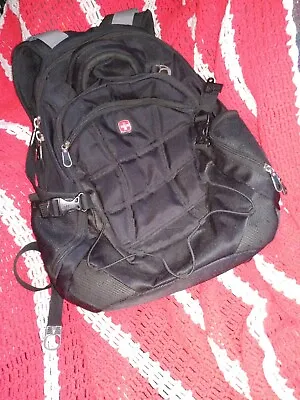 $34.78 • Buy Swiss Gear Black Backpack 18  Heavy Duty Zipper Storage Pockets Swiss Army Knife