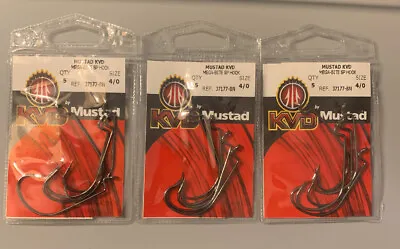 3 Packs Mustad KVD Hooks Mega-Bite Soft Plastics Hooks 4/0 • $14.99
