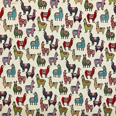 £9 • Buy Tapestry Fabric Small Llama Alpaca Upholstery Furnishings Curtains 140cm Wide