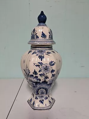 Delft Holland Pottery Ginger Jar Handcrafted Blue/White Vase • $53.08