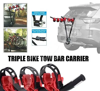 3 Bike Car Rack Carrier Triple Three Tow Bar Bicycle For Toyota Yaris Cross • $85.18