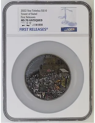 NGC MS70 FR The Tower Of Babel Stories Of The Bible 5oz Silver Coin Tokelau 2022 • $798