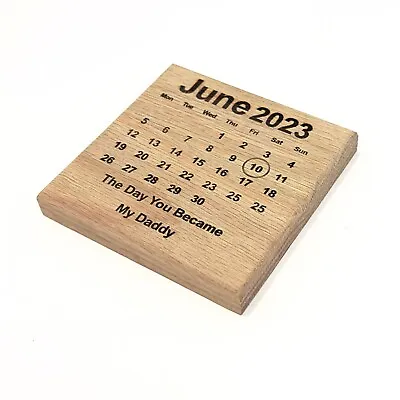Oak Wooden Coaster Occasion Date Rounded Plaque Sign Decoration Plinth Stand • £9.99