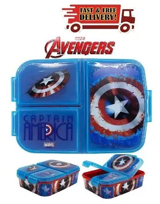 £10.99 • Buy Avengers Captain America Kids Character 3 Compartment Sandwich Lunch Box Licence