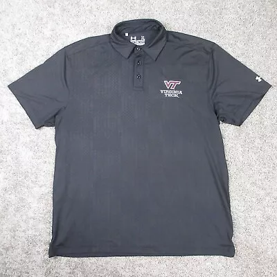 Virginia Tech Hokies Shirt Mens XL Black Polo Under Armour Coldblack Heat Gear • $14.99