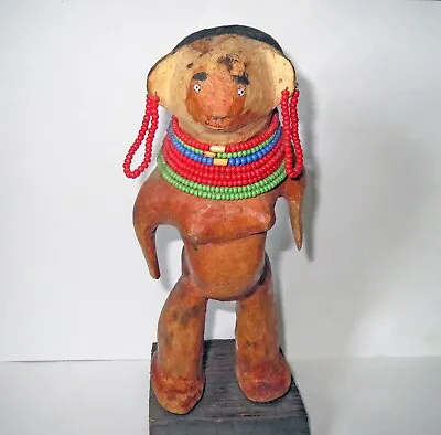 Hand Carved Beaded EFFIGY FERTILITY MONKEY STATUE  Sculpture EGYPTIAN AFRICAN • $134.46