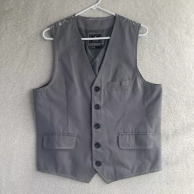 Marc Ecko Waistcoat Vest Mens Medium No 72 Times Square New York Brocade Gothic • $24.99