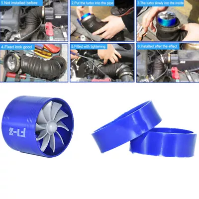 Car Supercharger Turbine Turbo Charger Air Filter Intake Fan Fuel Gas Saver Kit • $19.98