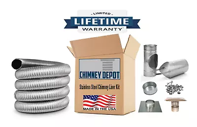 Forever® Vent 6 In Diameter Flex-all Single Ply Stainless Stl Chimney Liner Kits • $485.95