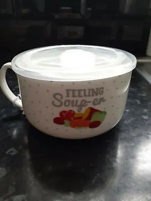 £6.49 • Buy Soup Mug With Lid Feeling Souper 