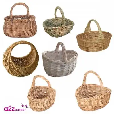 Kids Wicker Shopping Baskets For Book Day Easter Egg Hunts Wedding Flower Girls • £14.99