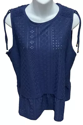 Michael Kors Sleeveless Tank Top Size Large Women Blue Casual Shirt Blouse L • $13.82