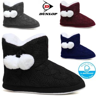 £11.98 • Buy Ladies Slippers Women Dunlop Memory Foam Fur Thermal Ankle Boots Warm Shoes Size