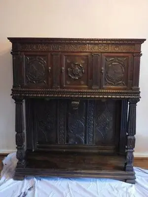 A Stunning Antique Carved Oak Dresser Cabinet Buffet-delivery Service Available • £895