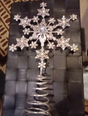 Rare Vintage Silver Snowflake Tree Topper • $21.99