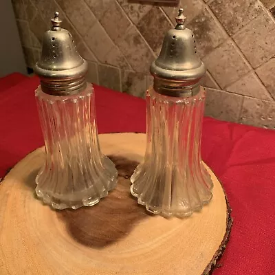 Vintage Crystal Salt And Pepper Shakers 6” Tall • $15