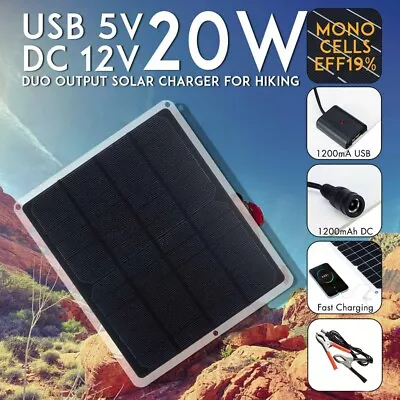 20W Solar Panel 12V Trickle Charge Battery Charger For Maintainer Marine RV Car • $13.69