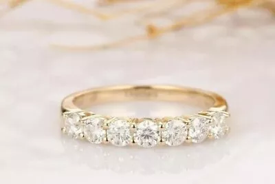 2Ct Lab Created Diamond Half Eternity Wedding Band Ring 14K Yellow Gold Plated • $149.99