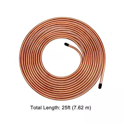 Copper-Coated Brake Line Tubing Kit 3/16In 25Ft Coil Roll With 16 Fitting • $13.94