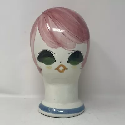 Vintage MCM 1960's Ceramic Head Millinery Wig Stand Italy Italian Pink Retro • $199.95