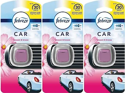 3 X Febreze Car Vent Clip Air Freshener Blossom & Breeze Scent 2ml. • £13.30