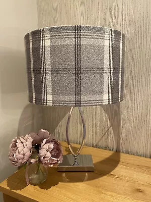 Handmade Lampshade In Porter And Stone Dove Grey Tartan Fabric Various Sizes • £26.95