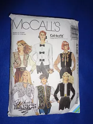 McCALL'S SEWING PATT - LADY'S JACKETS/WAISTCOATS 1990 8-12 CUT 12 • £4.50