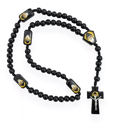 St Charbel Black Wood Beads Rosary Necklace San Charbel Rosario Negro Handmade • $18.99