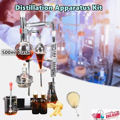 500ml Glass Chemistry Lab Glassware Kit Distillation Apparatus Set W/Stand UK • £82.44