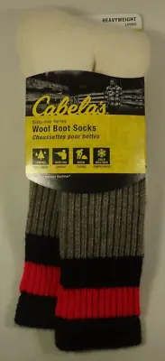 Cabela's Heavyweight 61 Series Merino Wool Boot Socks M (Men Sz 6-9) White Gray • $17.99