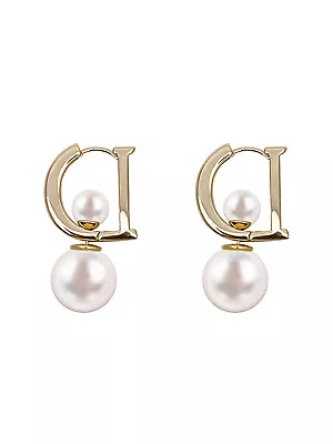 2-Way Wearing Tribales Pearl Earring Studs / D-Shape Drop - Elegant Design • $49.95