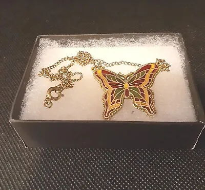 Vintage Estate Sarah Coventry Cloisonné Enamel  Butterfly Necklace • $8.99