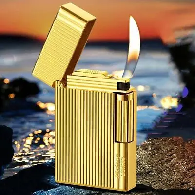 Oblique Tobacco Pipe Flint Cigarette Lighter Ping Sound Windproof Butane Gas • $12.99